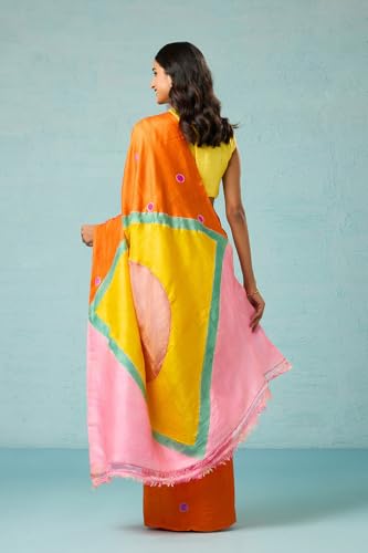 Taneira Women Orange Chattisgarh Pure Silk Hand Painted Saree with Unstitched Blouse Piece (SAAFWIHSS0101-Dark Orange)