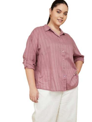 Max Women Embroidered Oversized Shirt (Purple_3XL)