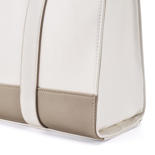 Lino Perros Womens Color-Blocked Commuter Tote Bag, Cream
