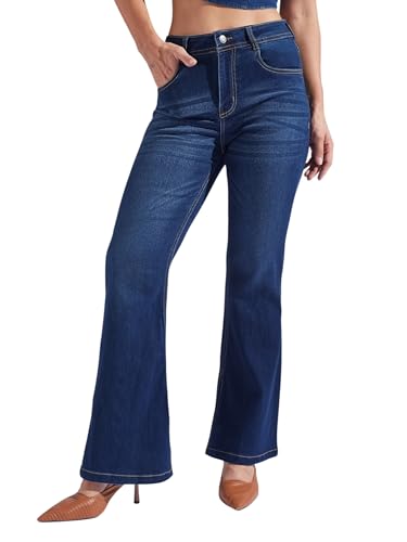 Miss Chase Women's Bootcut Rise Regular Length Denim Stretchable Jeans (MCSS24DEN79-02-939-38, Bondi Blue, 38)
