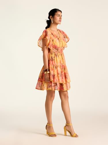 Label RITU KUMAR Mustard Rosie-Pixie Floral Short Dress