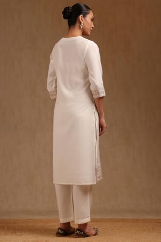 Soch Womens Off White Gadwal Embroidered Kurta Set With Thread Work