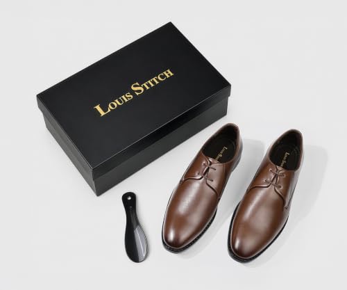LOUIS STITCH Men’s Russet Tan Formal Lace-Up Derby Shoes | Formal Lace-Up Shoes for Men | Business & Occasion Wear | LSVSPL-2 |UK-10
