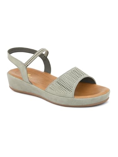 pelle albero Women Grey Slip-On Flatform Heels Sandal - PA-GLM-29_GREY_38