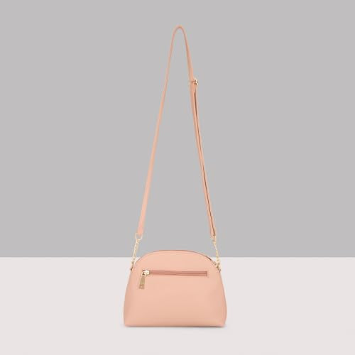 Caprese Romano Medium Sling Bag for Women | Solid Crossbody Shoulder Purse with Adjustable Strap | Hands-Free Multi-Compartment Bag for Daily Use (Cosmetic Pink)