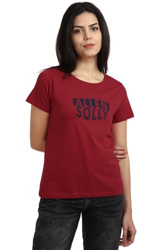 Allen Solly Women's Regular Fit T-Shirt (AHCTCRGB681451_Red