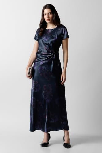 Women Navy Print Party Dress