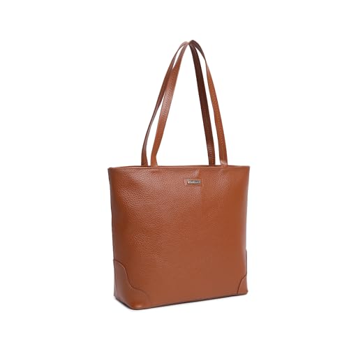 Fastrack Stylish Textured Tote Bag for Women | Trendy Casual Bag for Ladies, Women, Girls | Everyday College Bag Made of High-Quality Faux Leather (Tan)