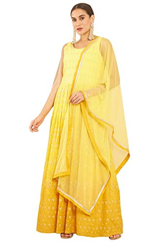Soch Women Yellow Embroidered Gown