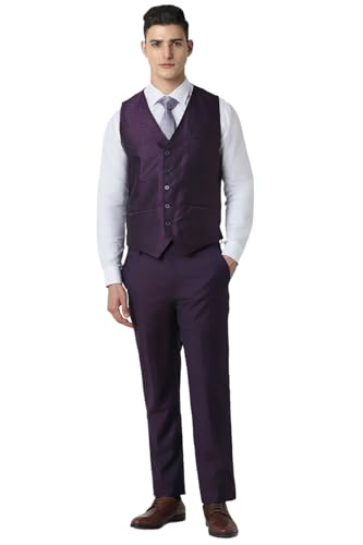 Van Heusen Men Purple Solid Slim Fit Formal Four Piece Suit