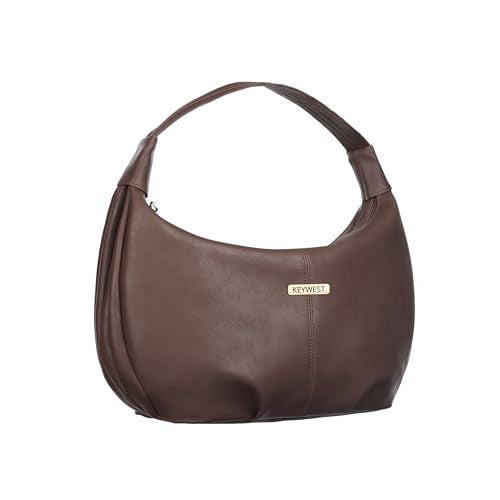 Keywest Women's Vegan Leather Oval Tote Handbag for Women | Hobo Bag for Work | Ladies Purse | Stylish Shoulder Bag | Gift For Women | Brown