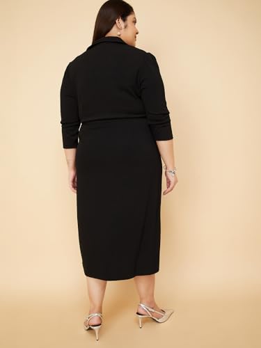 Max Women's Cotton Blend Modern Below The Knee Dress (SR4001P_Black
