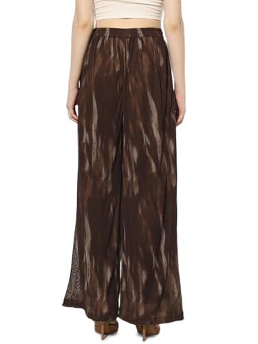 ONLY Women's Abstract Print Regular Fit High-Rise Brown Pants
