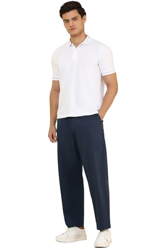 Men Navy Solid Casual Trousers