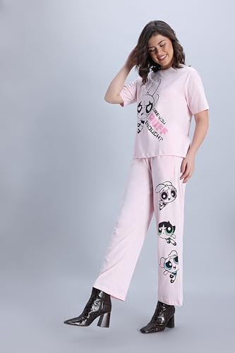 Zivame Power Puff Knit Cotton Loungewear Set-Barely Pink, S