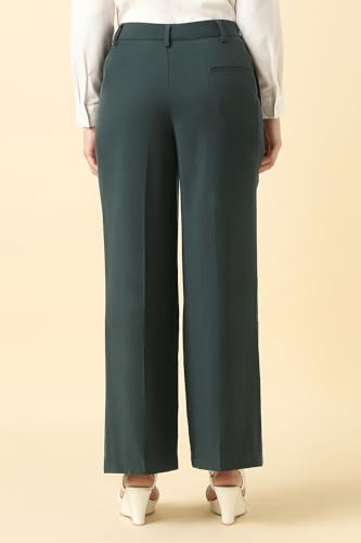 Women Green Solid Casual Trousers