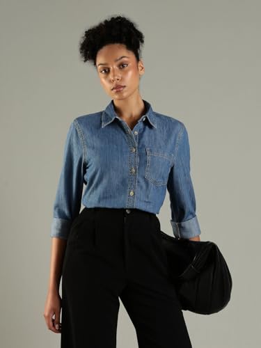 Solid Regular Fit Cotton Shirt Blue