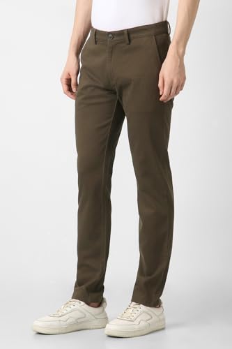 Men Brown Solid Smart Slim Fit Trousers