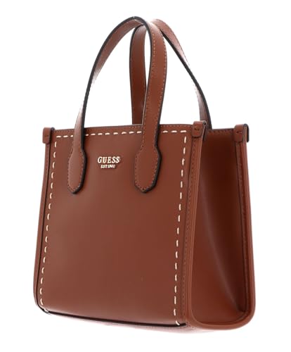 GUESS Polyester Stylish Silvana Mini Tote Bag (Cognac)