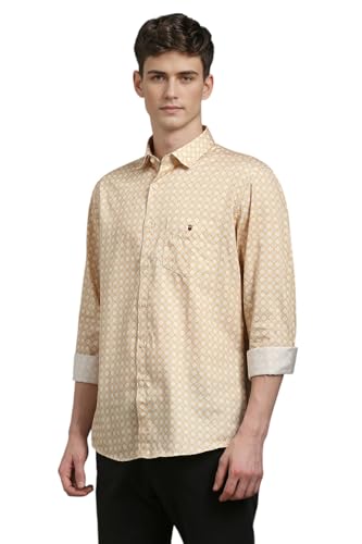 Men Yellow Slim Fit Print Full Sleeves Casual Shirt