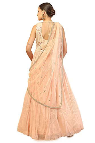 Soch Peach Georgette Gown with Embroidered Designs