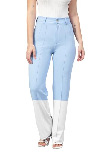 KOTTY Women's Straight Leg High-Rise Stylish Designer Trousers(Multicolor,28)
