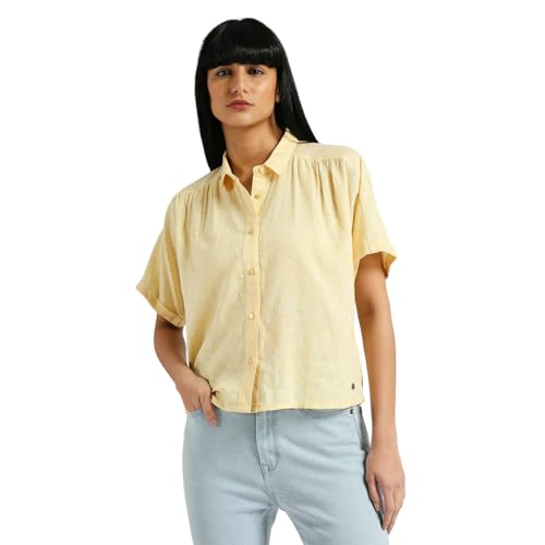 Pepe Jeans Women's Floral Relaxed Fit Shirt (PL304920_Cornish Yellow