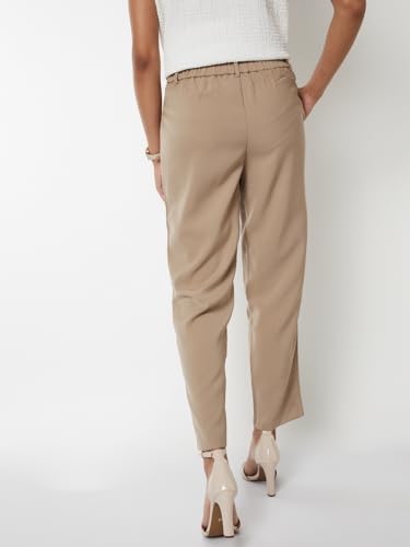 Max Women Solid Straight Fit Trousers (Beige_XL)