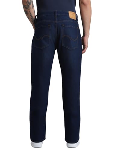 Jack & Jones Men's Mid Rise Regular Jeans (12225293-Dark Blue Denim_Dark 34)