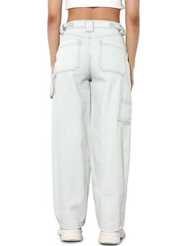 ONLY Women's Baggy Fit High Rise Blue Jeans