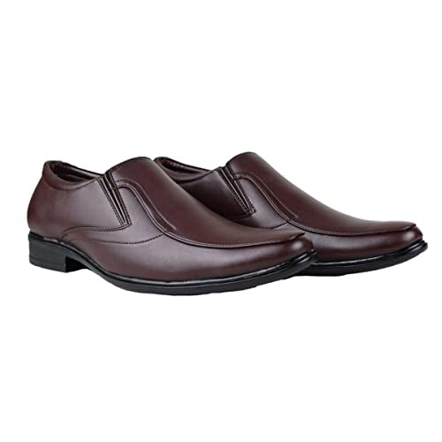 HIKBI Shearling Goat Leather Formal Shoes Office Shoes Mocassion for Men's Brown