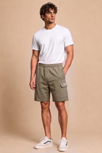 Van Heusen Men's Cargo Shorts | Cotton Blend Relaxed Fit Shorts | Utility Cargo Pockets | Zipper Side Pocket | Soft Lightweight Casual Shorts for Men | Travel & Outdoor Wear
