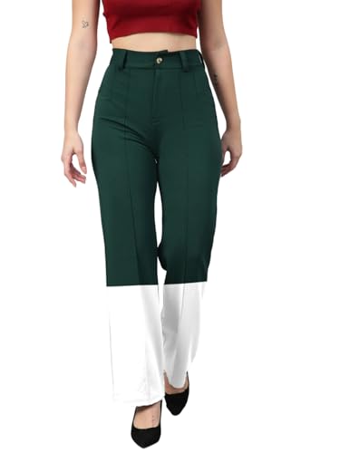 KOTTY Women's Straight Leg High-Rise Stylish Designer Trousers(Multicolor,26)
