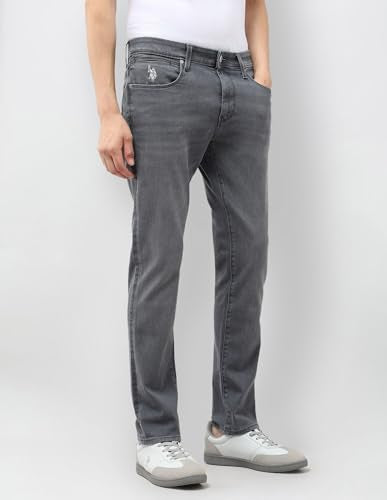 U.S. Polo Assn. Denim Co. Men's Brandon Slim Tapered Fit Grey Jeans (UDJEN1853_Mid Grey Wash_36)