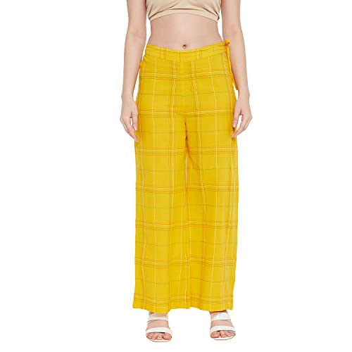 Rangavali Kurti Palazzo Set for Women | Readymade Straight Salwar Suit | Mangalgiri Cotton Straight Kurta for Womens | Printed Kurta with Printed Plazzo | 2 Pcs Set | L, 36 Yellow