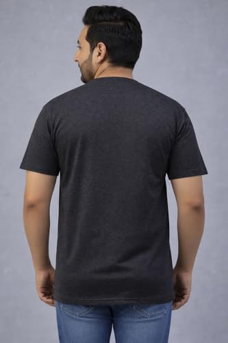 THE SOUTH STORE Men's Charcoal Melange Round Neck Half Sleeve Printed Plus Size T-Shirt | Never Follow