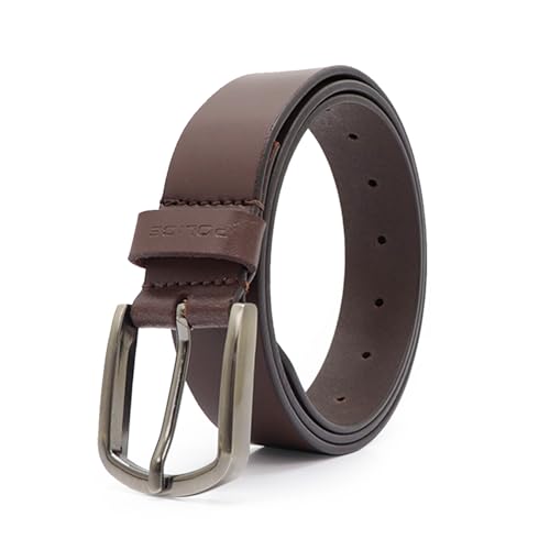 Police Genuine Leather Belt for Men | Formal & Casual Belt | Premium Leather Strap with Gunmetal Pin Buckle | Durable Stylish Office, Jeans & Dress Belt | Brown (XXL)