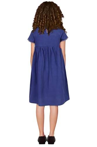 Allen Solly Girl's Cotton Modern Knee-Length Dress (AGDRPRGFG05623_Navy