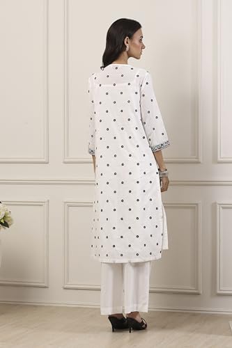 Biba Women Black Cotton Straight Suit Set_36