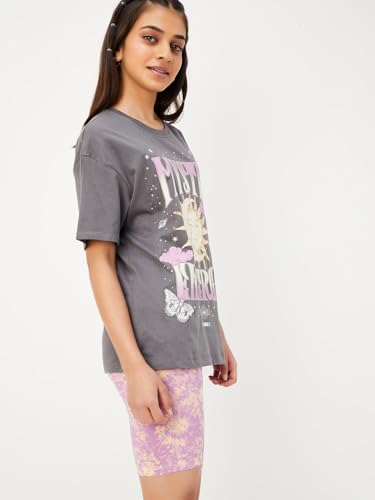 Girls Printed Shorts Set, Multi 14-16 Y Multicolour