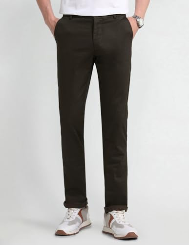Arrow Men's Printed Slim Fit Acrylic Casual Trouser