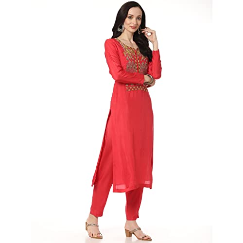 BIBA WOMEN FABRIC(RTS RC E1562_MAROON_FREE)