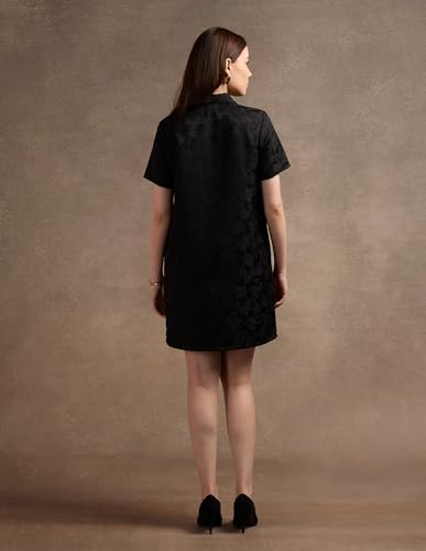 U.S. POLO ASSN. Polo Collar Jacquard Shift Dress (UWAW24DRS142_Black_XS)
