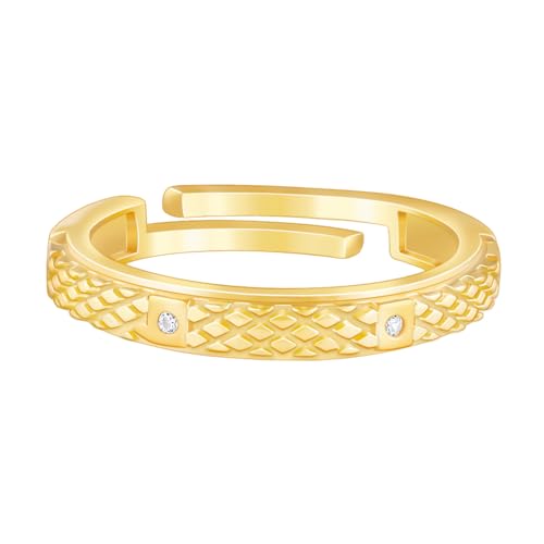 GIVA 925 Silver Golden Elegant Pattern Ring Band For Him, Adjustable | Gifts for Men and Boys | With Certificate of Authenticity and 925 Stamp | 6 Months Warranty