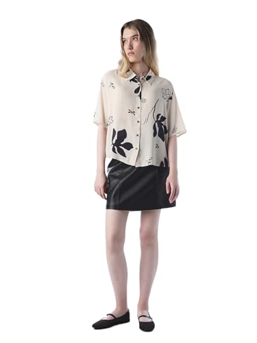 ONLY Women's Abstract Print Regular Fit White Shirt