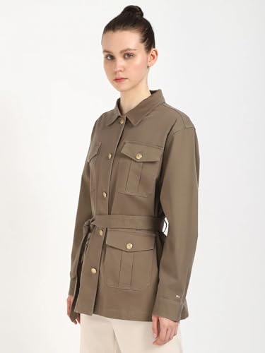 Tommy Hilfiger Women's A-Line Coat (F25HWOT006_Tundra Brown