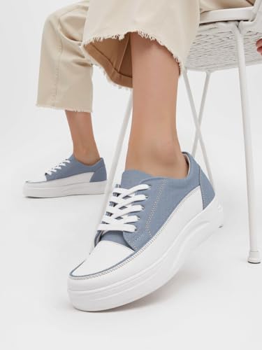 Vendoz Women Casual Denim Blue Sneakers I Cushioned Insole I All Day Comfortable I Lightweight and Stylish Shoes for Girls CNV7018BLU-37