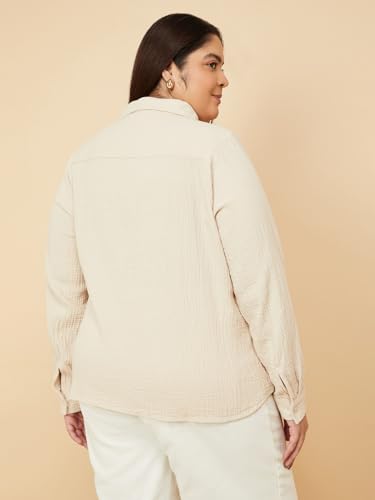 Max Women Textured Regular Fit Shirt (Beige_4XL)