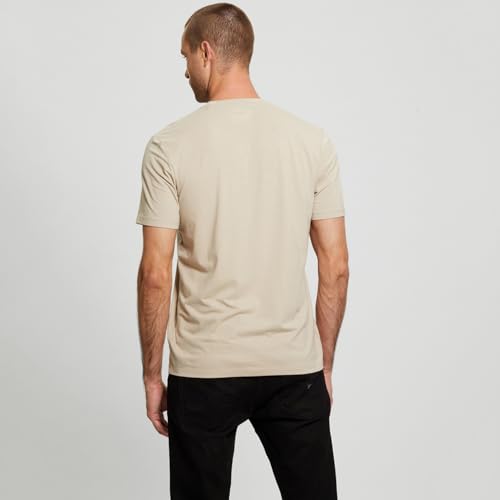 GUESS Pasadena Stone Solid Round Neck Short Sleeves T-Shirt Beige