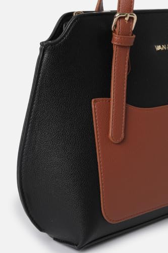 Women Black Patterned Casual Handbag
